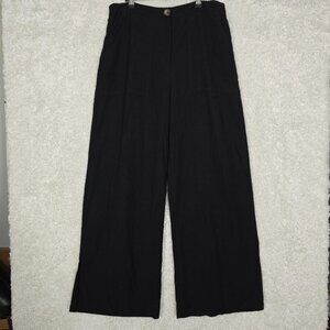 Lulus Womens Wide Leg Linen Blend Pants Size XL Black Lightweight High